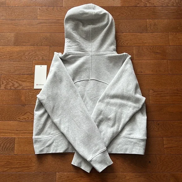 ❤️LULULEMON LOUNGEFUL CROPPED HOODIE/JACKET-HEATHERED ULTRA LIGHT GREY-14❤️ - Picture 6 of 16